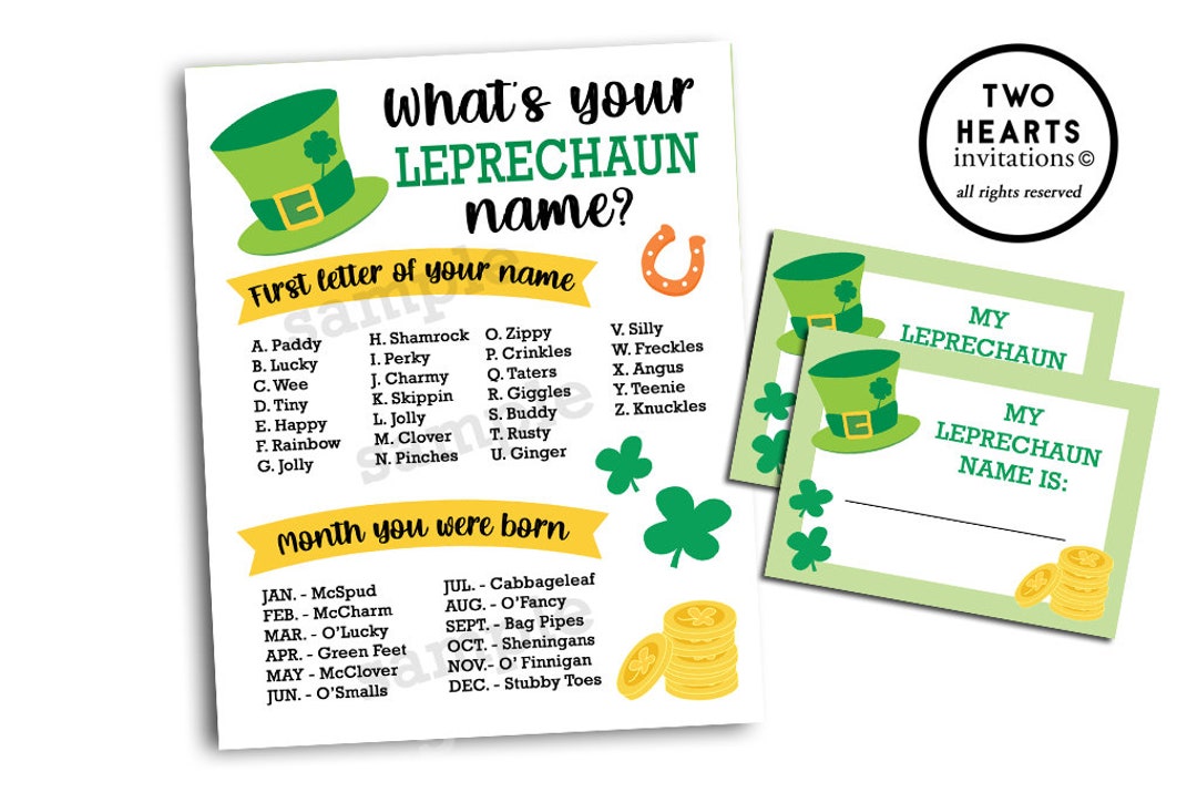 What's Your Leprechaun Name Digital Printable Instant