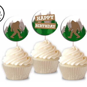 Big Foot Cupcake Topper Geburtstagsparty Kinder Printable Instant Download 2-Zoll-Digital-Dekor