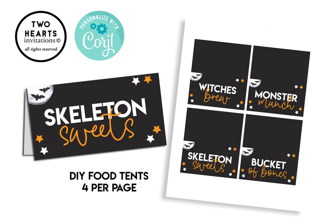 Editable Halloween Food Tents Labels Digital Party Signs Corjl - Etsy