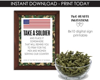 Take a Soldier Printable Digital Instant Download Deployment Party Veterans Memorial Day 8x10 Duty Calls Military