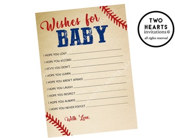 Baseball Wishes For Baby Printable Vintage Games Game Shower Sprinkle Digital 5x7