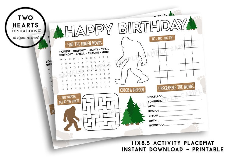 Bigfoot Activity Sheet Coloring Page Printable Instant - Etsy
