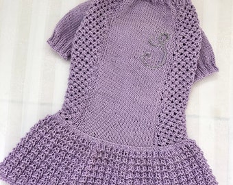 Lilac dress for animals. Summer dress for a cat. Summer dress for a dog.  Clothes for cat.Pet clothes with a monogram.