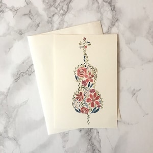 Floral Cello Single-Panel Note Card #1