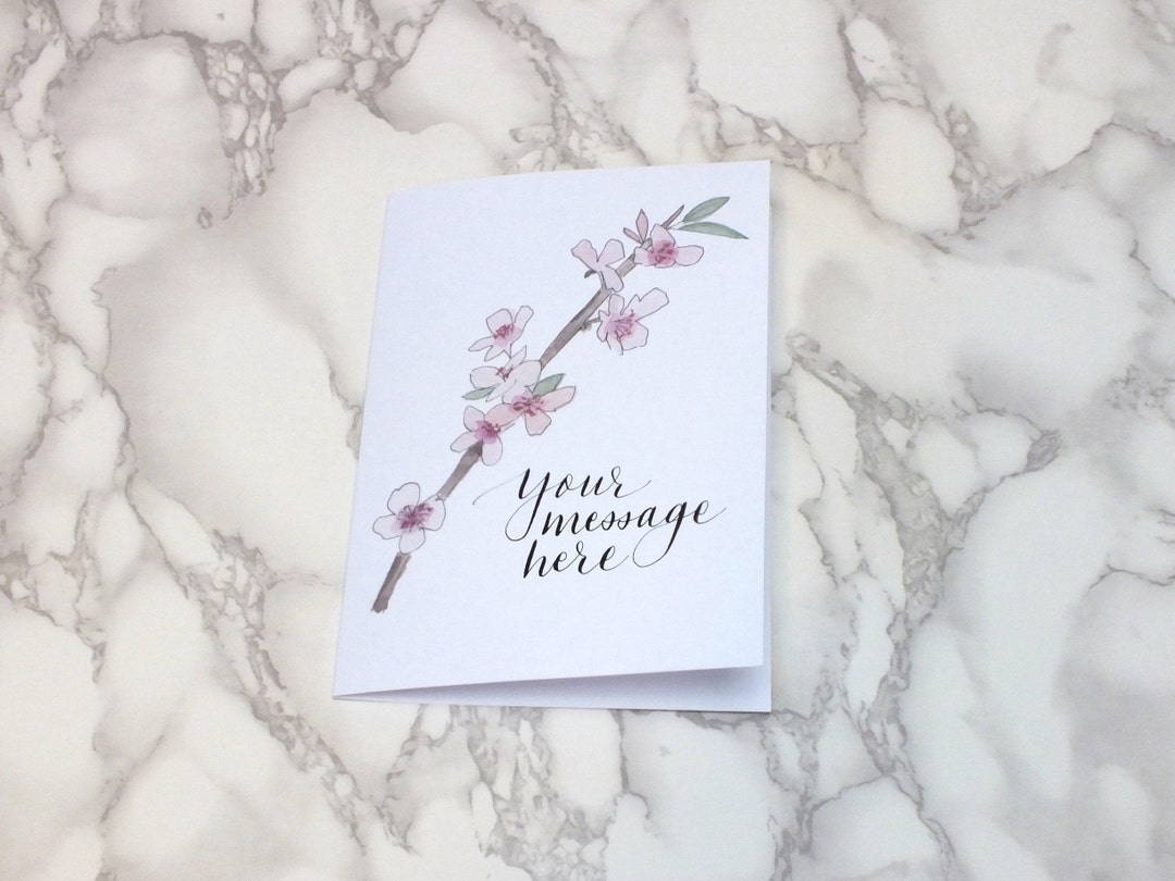 Cherry Blossom Card (5x7) With Personalized Greeting - Etsy