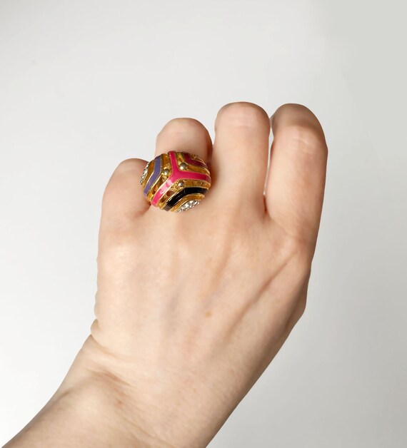 Vintage Statement Ring, High Domed Cocktail Ring,… - image 5
