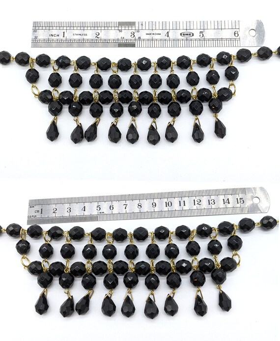 Black & Gold Necklace Vintage, Jet Black Statemen… - image 8