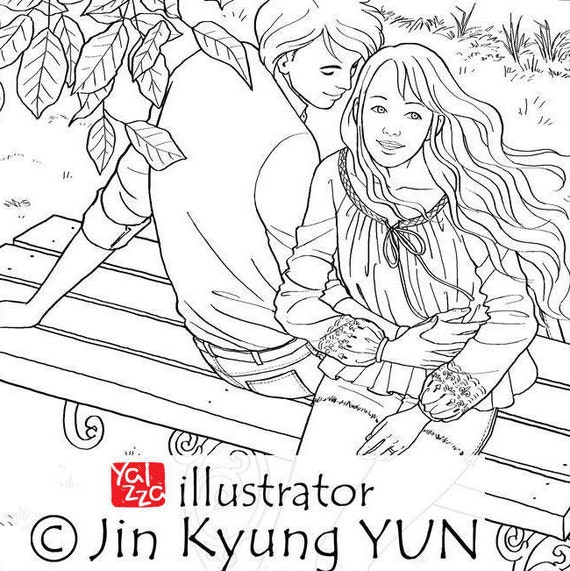 Adult Coloring Book for Couple Love Illustration par Funnyarti · Creative  Fabrica