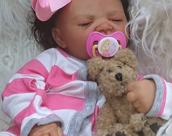 Custom biracial yawning reborn baby girl