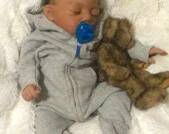 Soft Vinyl Silicone Newborn Lifelike Baby Boy Doll with Bear 20" Reborn Handmade 