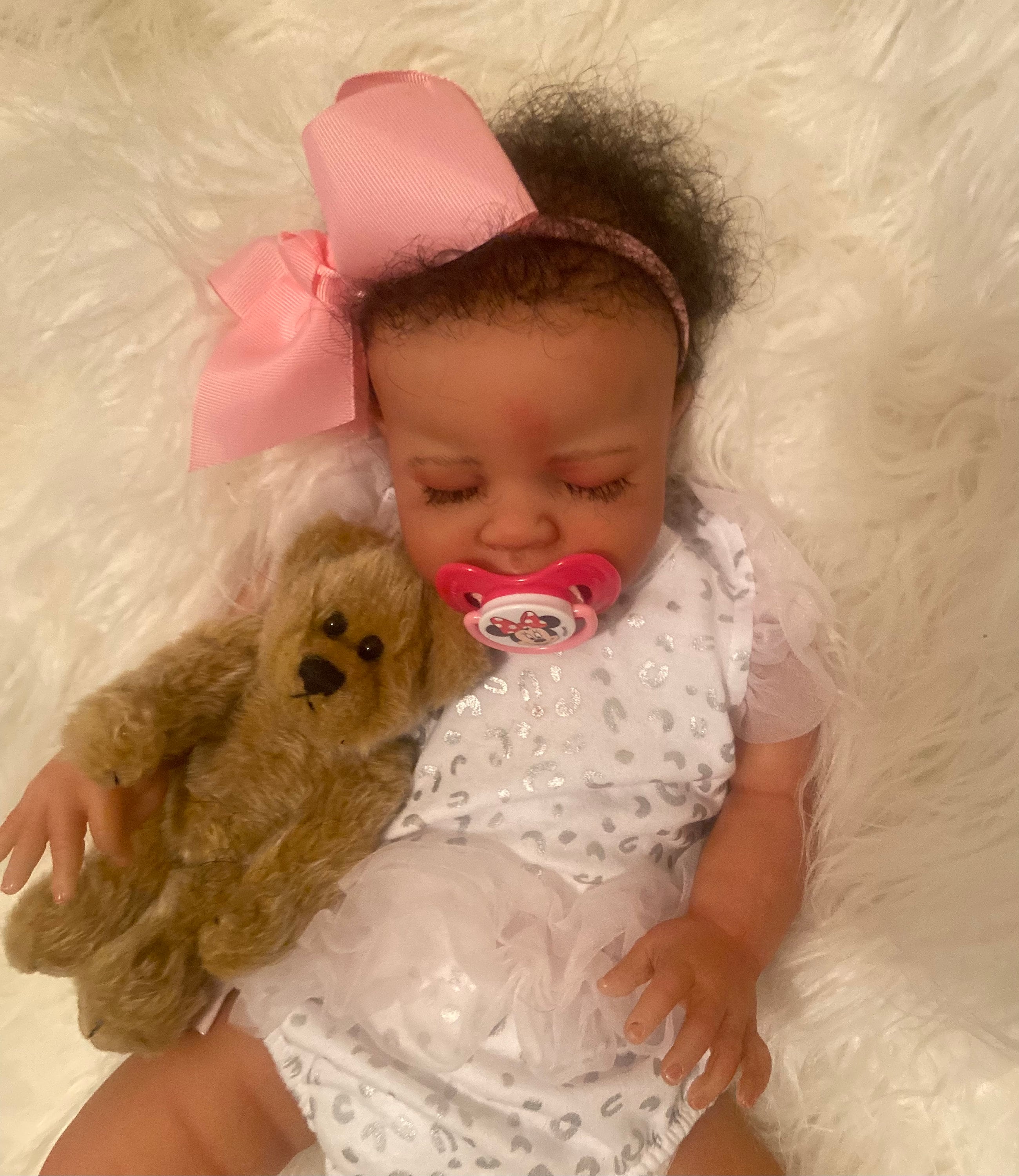  TFJS Lifelike Reborn Dolls Black Girl 19 Inch Baby Dolls That  Look Real Realistic Closed Eyes African American Real Life Baby Dolls Soft  Cloth Body Doll Baby Girl Silicone Vinyl Dolls