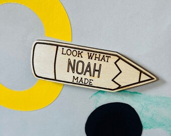 Personalized Look What | Made Magnets |  Kids Name | Artwork Display | Refrigerator Magnet