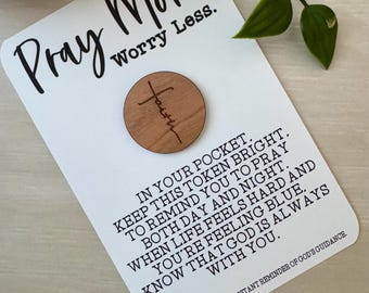 Pocket Hug | Pocket Prayer |  Pocket Token | Religious Gift | Prayer Cross | Baptism Gift |Church Gift | Wood Token