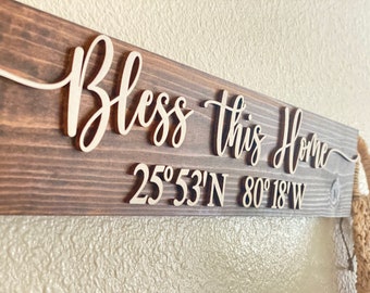 Custom Wood Latitude-Longitude sign | Personalized Coordinates | Unique Gift | Custom Coordinates Sign with State