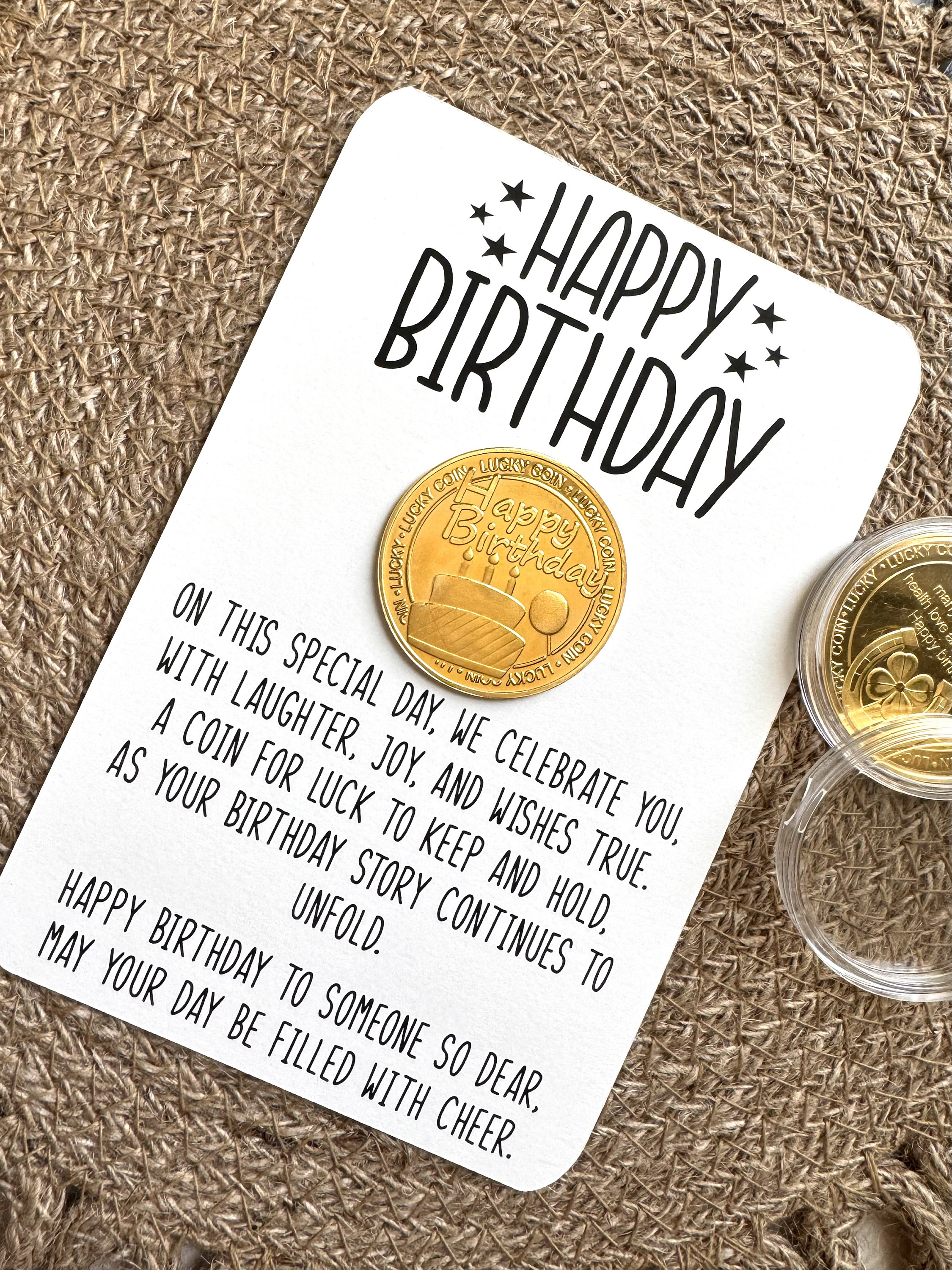 Gold Token Birthday Card | Keepsake Coin | Unique Gold Coin Gift | Birthday  Wishes - Etsy