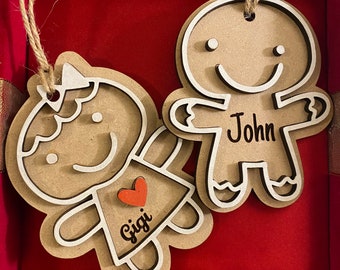 Personalized Gingerbread Christmas Ornament | Layered Birch Wood