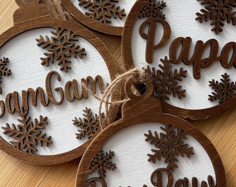 Personalized Christmas Ornament | Wood Christmas Ornament | Name/Last Name Ornament