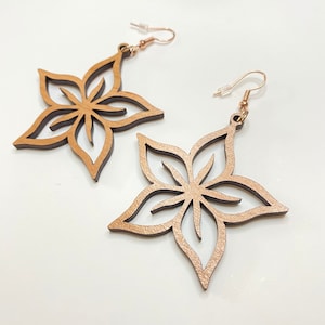 Flower Wooden Earrings | Plumeria Earrings |Tropical Flower Earrings | Lightweight Hypoallergenic Handmade Jewelry | Gift For Her | Beachy