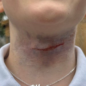 Throat slit SFX silicone prosthetic