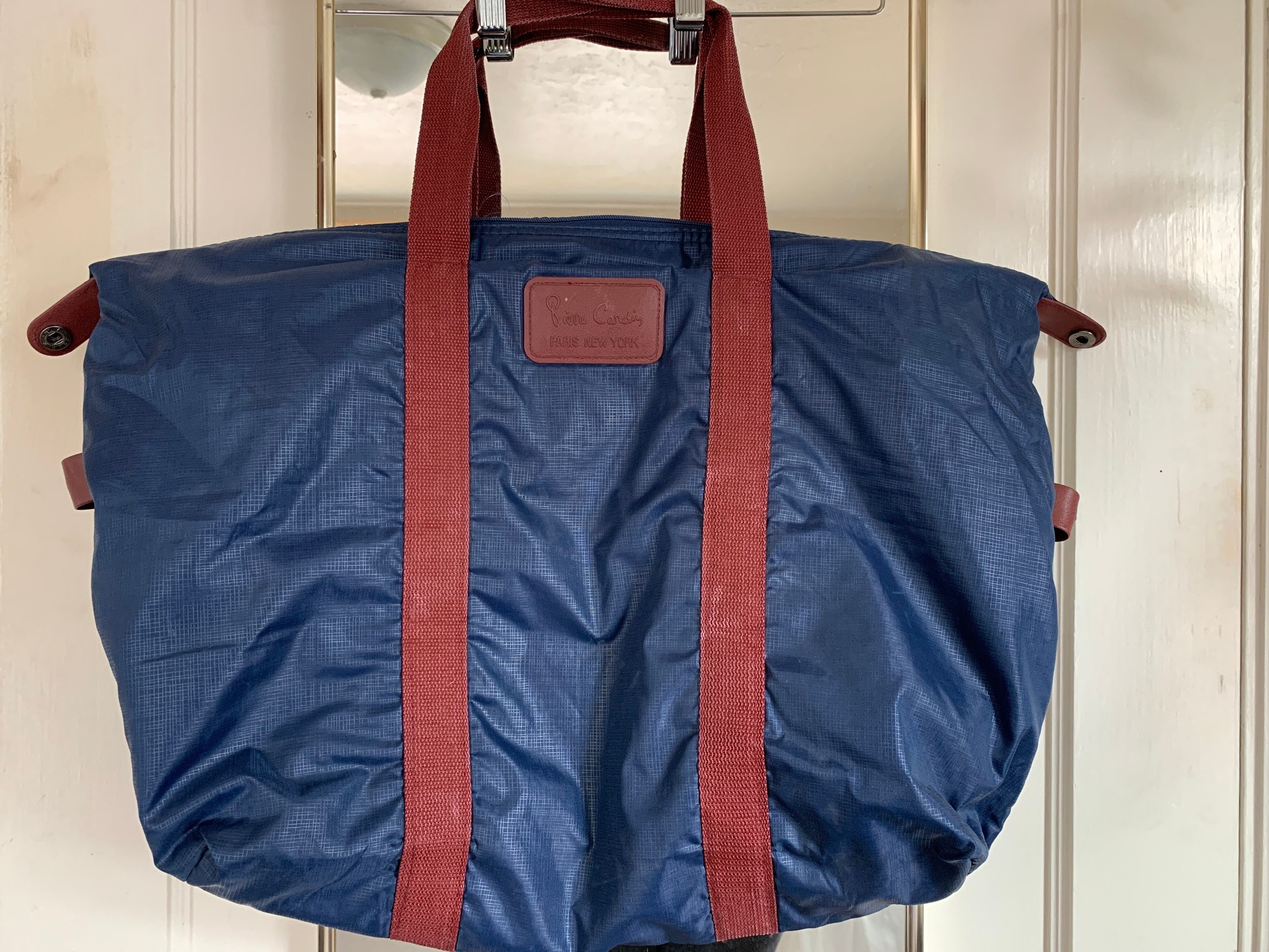 Vtg Pierre Cardin Paris New York Weekender Tote Bag - Navy Blue Nylon