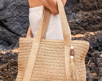 Boho Straw tote bag, Beach bag, travel bag, beach tote, pool tote, woven bag, boho bag, gift for her