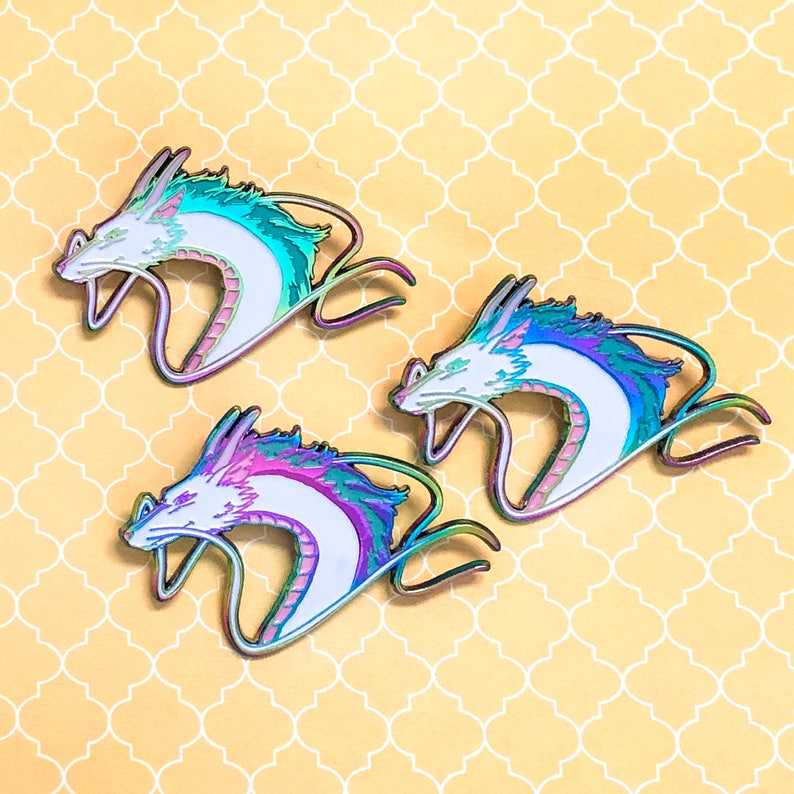 Dragon Pin Soft Enamel Pin Rainbow Plated Etsy UK