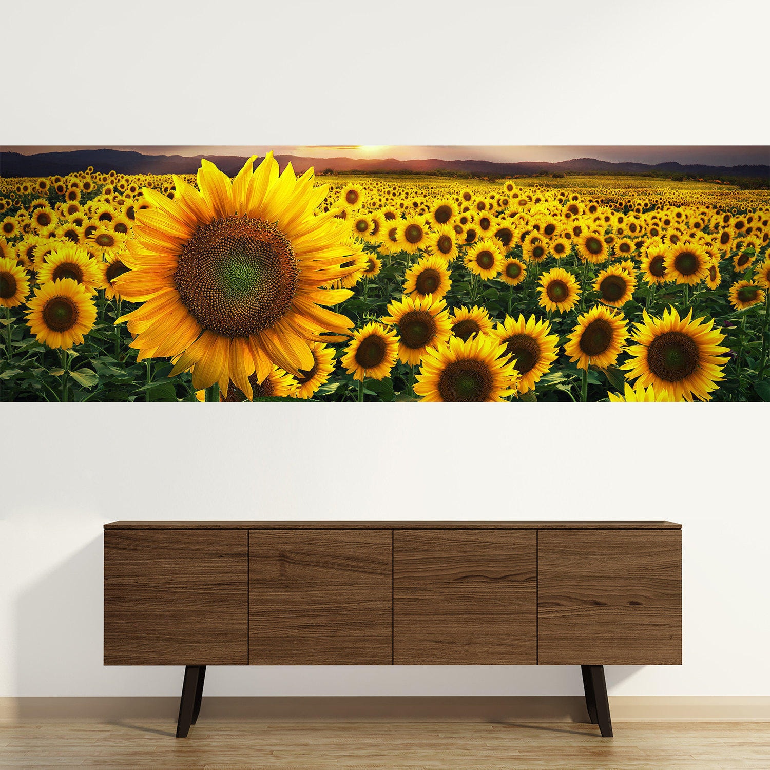 Sunflower Panel Print Adhesive Wallpaper Sunflower Print Etsy