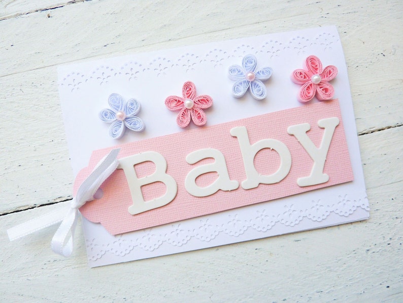 Quilled Baby Shower Card/newborn Baby Card/baby Girl Card Etsy