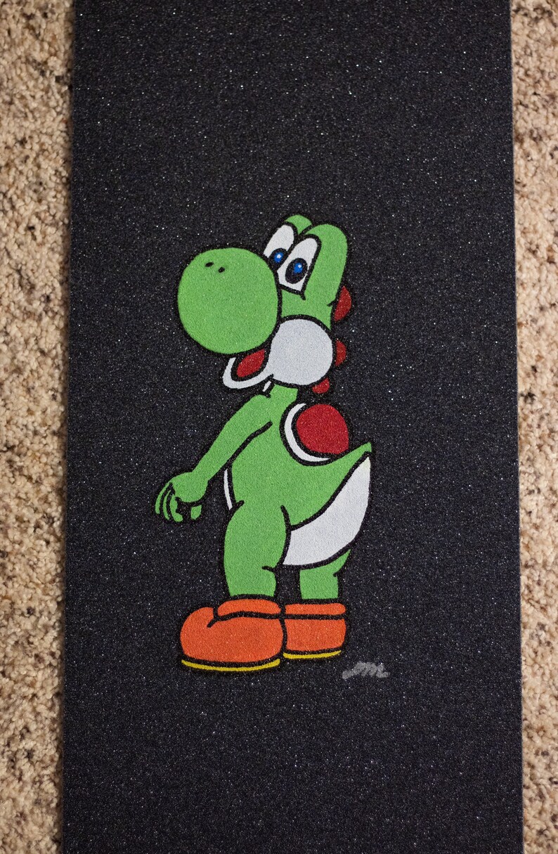 Custom Grip Tape Art Skateboard Grip Tape Art Griptape Skateboard Skateboard Griptape Yoshi Mario Fan Art Skateboard Grip Tape