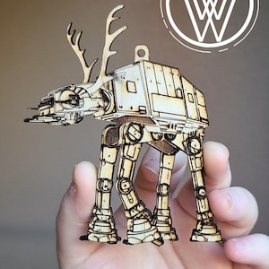 AT-AT Reindeer Ornament- Christmas Decoration/ Gift for Star Wars Fans/ Holiday Decor/ Movie Ornament/ Wooden Design/ Themed Tree
