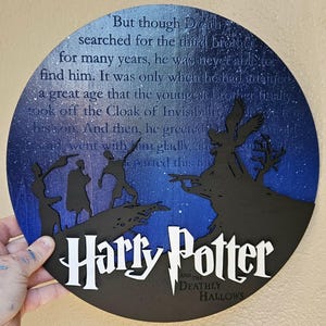 Magic School Deadly Hallows- Deathly Hallows Script/ Modern Wooden Poster/ Chosen One Inspired Wall Decor/ Modern Movie Inspired Display