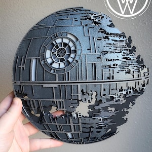 8&quot; Wooden Layered Death Star- Gift for Star Wars Fans/ Empire Wall Decor/ Star Wars Universe/ Dark Side Battle Station