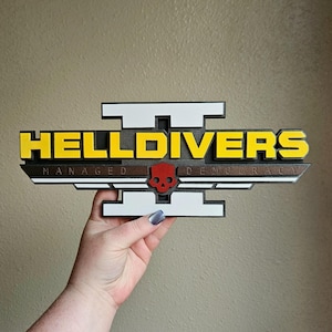 11.5&quot; Wooden Layered Diver Sign- Gift for Helldivers Fans/ Helldivers Video Game Wall Decor/ Managed Democracy