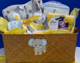 Baby boy Elephant Gift Basket
