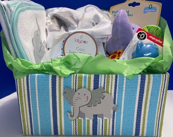 Baby boy elephant gift basket