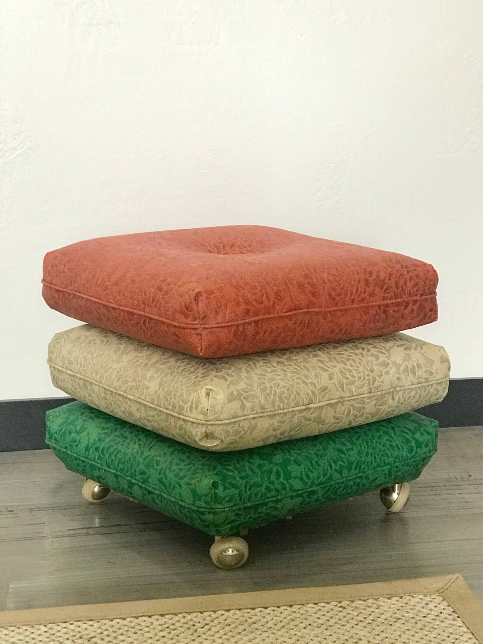 Vintage Mid Century Modern Stacking 3 Pillow Footstool Etsy