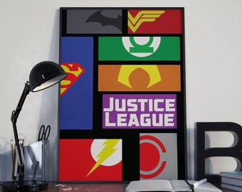 Dc comics Justice league inspired logos poster