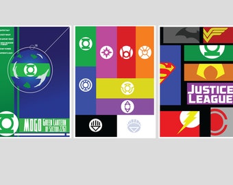 DC comics inspired graphical prints - set of 3