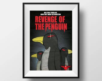 Original illustration print Penguin,Sheep,Cyber-demon