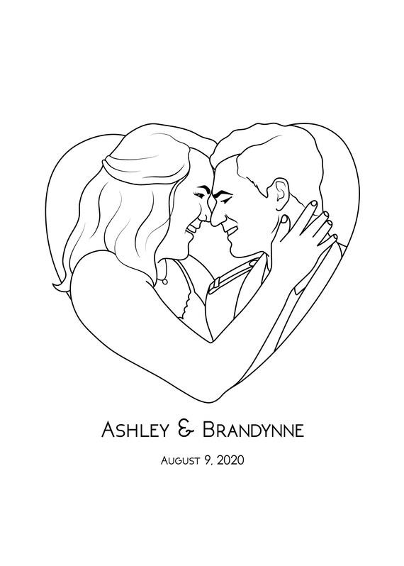 Custom Wedding Coloring PageDownloadable 8.5x11 | Etsy