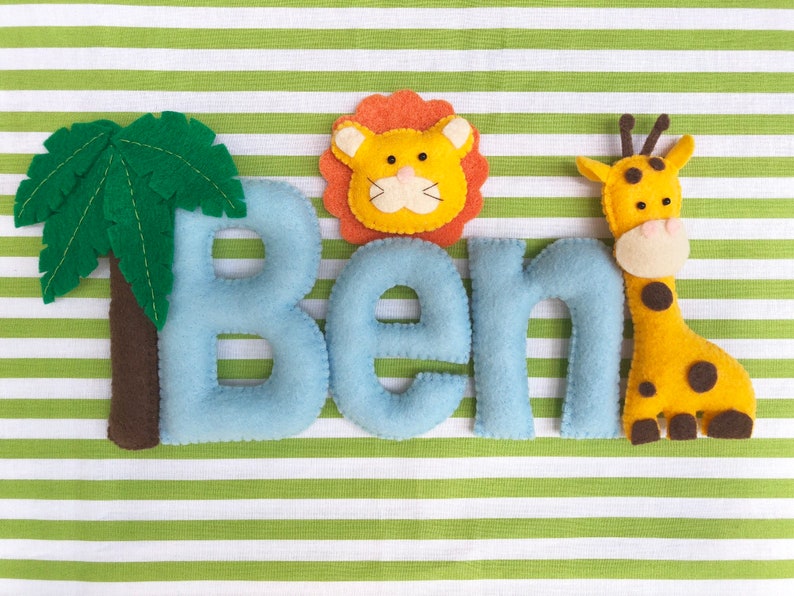 safari banner giraffe Safari name garland giraffe wall decor lion name sign baby door sign baby nursery garland new born gift