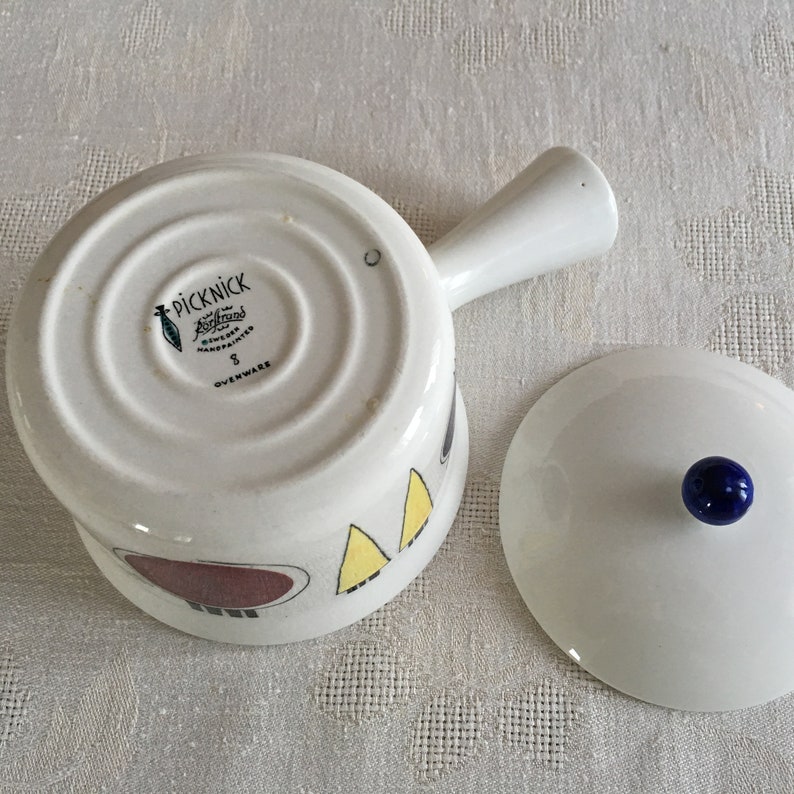 RorstrandSweden PICKNICK- tile by Marianne Westman1950s Picnic casserole with lid # 8