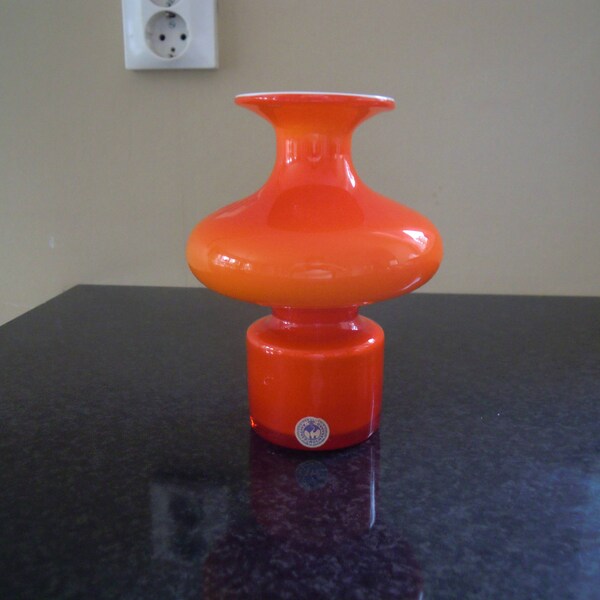 Original orange  Vase by Otto Brauer for Holmegaard Denmark/1960-1970