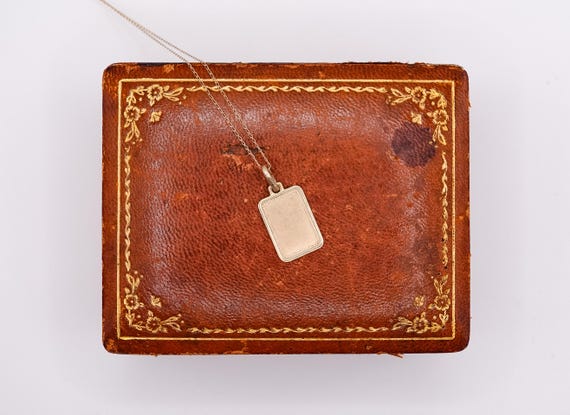 Classic 14k Solid Gold Italian Rectangle Tag Neck… - image 5