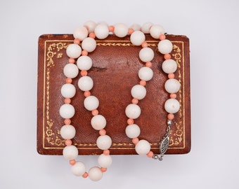 Vintage Natural Pink Angel Skin Coral Beaded Necklace