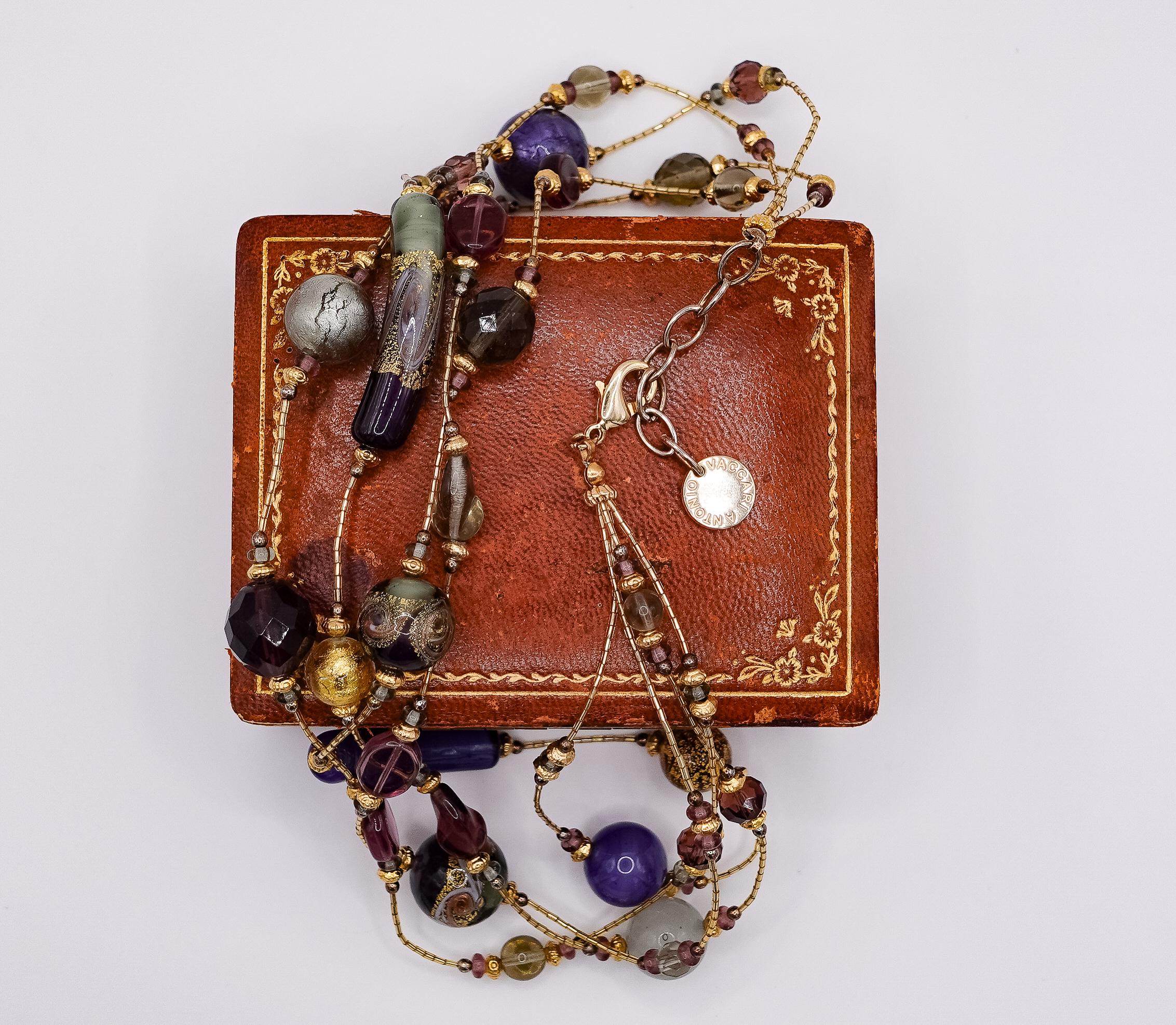 Antonio Vaccari Purple & Gold Venetian Murano Glass Necklace - Etsy