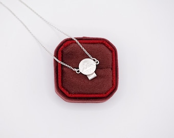 Guatemalan Solid Silver Coin Necklace with Volcano Motif (Single)