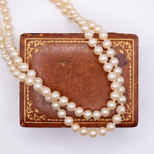 Vintage Faux Pearl Double Strand Necklace Sterling Clasp