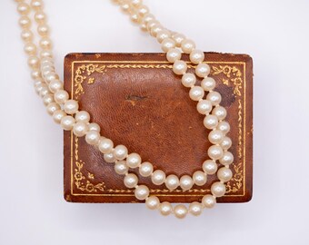 Vintage Faux Pearl Double Strand Necklace Sterling Clasp