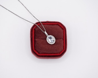 Dainty Sterling Signed Sapphire & Aquamarine Necklace